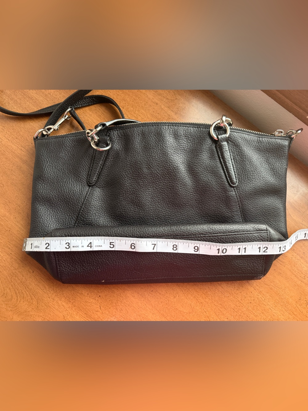 Coach Black Pebbled Leather Satchel Shoulder Bag Silver Hardware Crossbody COA - Picture 9 of 13